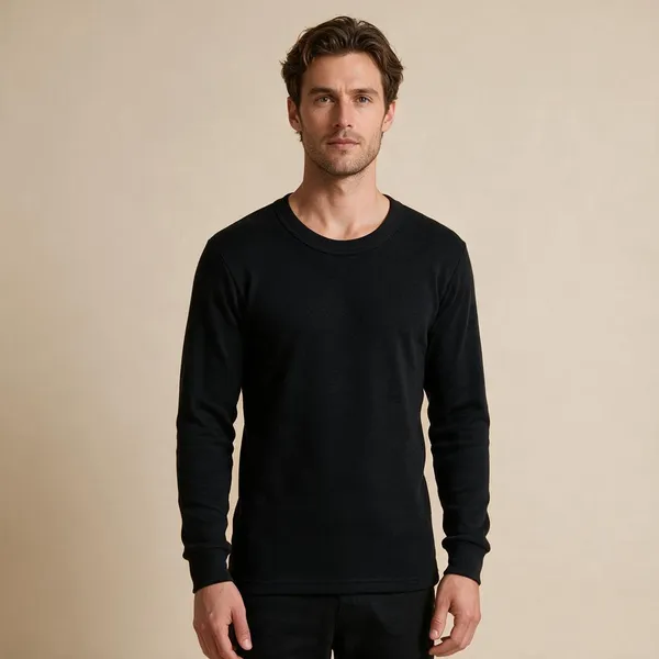 Black_Wool_Blend_Full_Sleeve_Thermal_Top_For_Infants_Kids_Adults
