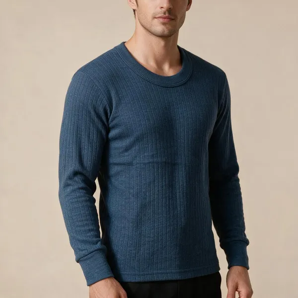 Blue_Wool_Blend_Ribbed_Regular_Fit_Thermal_Top_For_Adults