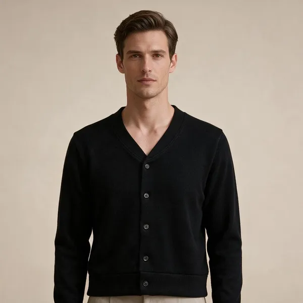 Black_Wool_Blend_Knit_Regular_Fit_Cardigan_For_Adults