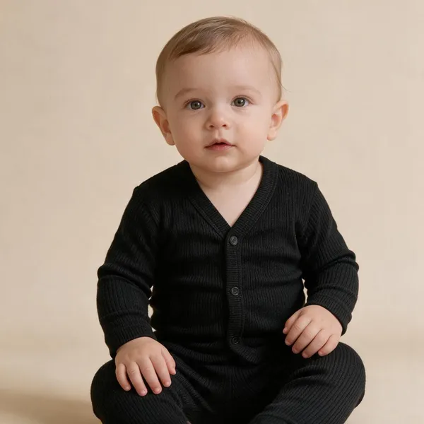 Black_Wool_Blend_Ribbed_Thermal_Set_For_Infants