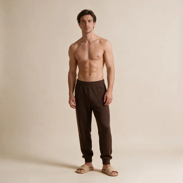 Brown_Wool_Blend_Ribbed_Jogger_Pants_For_Adults