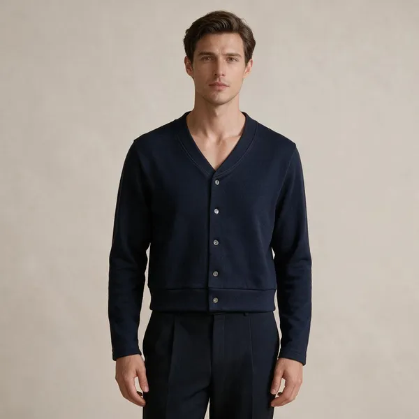 Navy_Wool_Blend_Knit_Button_Front_Cardigan_For_Adults