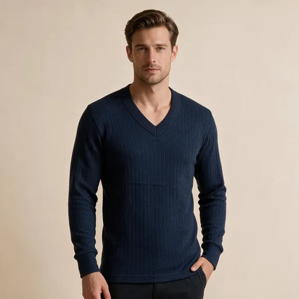 Navy_Wool_Blend_Ribbed_Thermal_Top_For_Adults