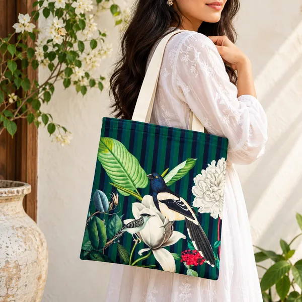 House_Of_Omaya_Botanical_Birds_Cotton_Canvas_Tote_Bag
