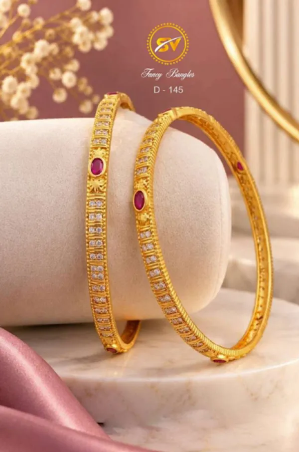 Gold_Alloy_Clear_Rectangular_Red_Stone_Studded_Bangle_Set_For_Women