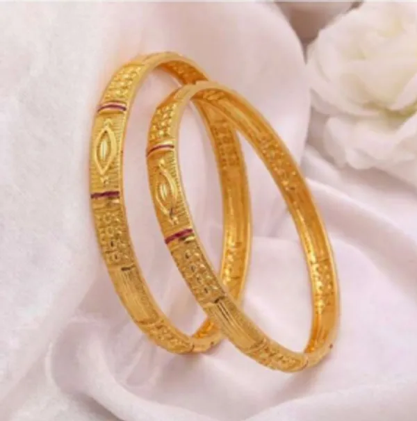 Gold_Alloy_Embossed_Maroon_Accent_Traditional_Bangle_Set_For_Women