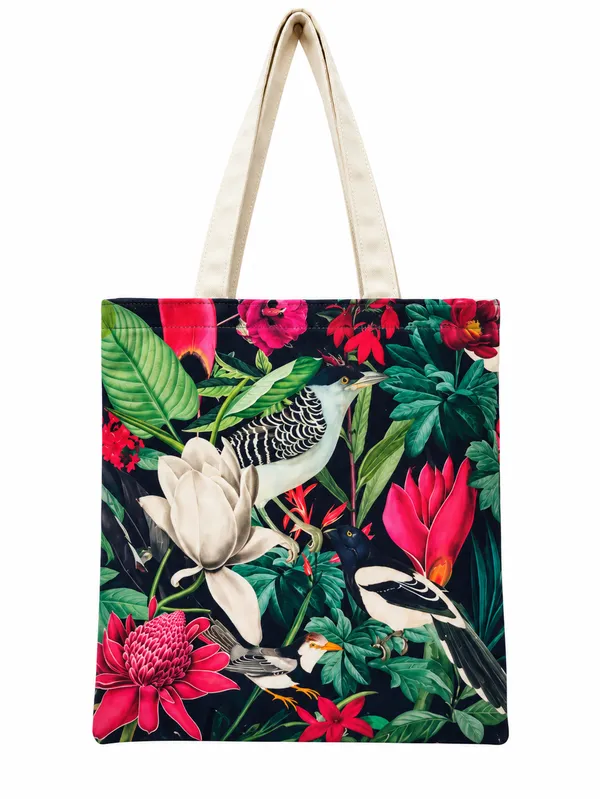 House_Of_Omaya_Tropical_Birds_Cotton_Canvas_Tote_Bag