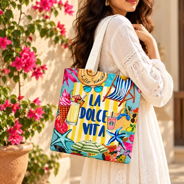 House_Of_Omaya_La_Dolce_Vita_Cotton_Canvas_Tote_Bag