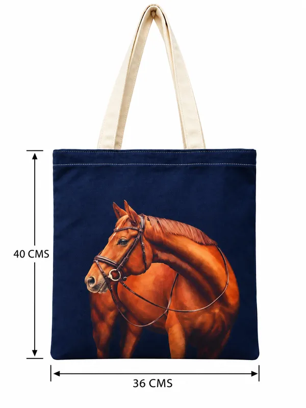 House_Of_Omaya_Equestrian_Horse_Cotton_Canvas_Tote_Bag