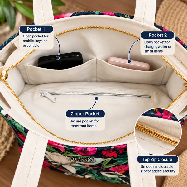 House_Of_Omaya_Tropical_Birds_Cotton_Canvas_Tote_Bag