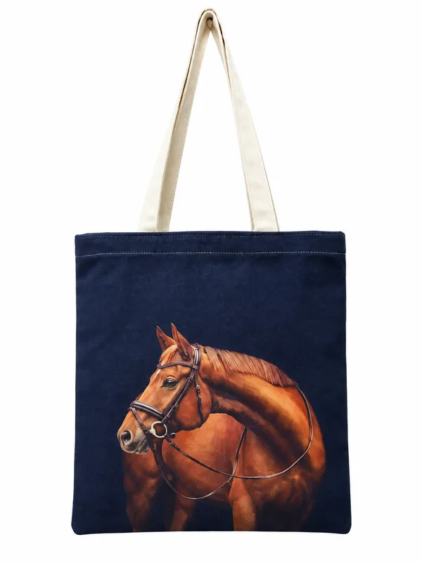 House_Of_Omaya_Equestrian_Horse_Cotton_Canvas_Tote_Bag