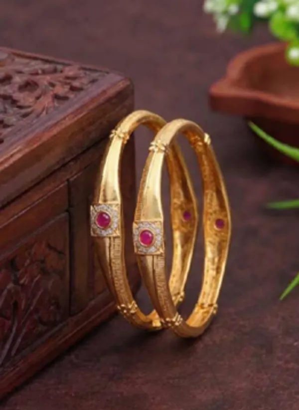 Gold_Alloy_Red_Stone_Square_Motif_Bangle_Set_For_Women