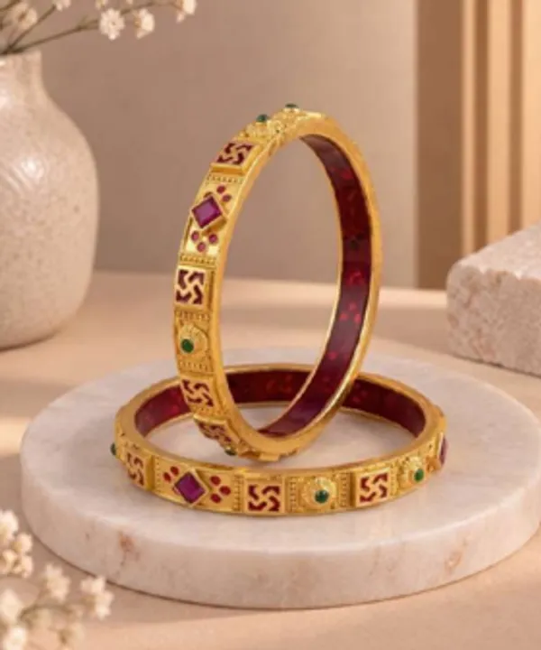 Gold_Alloy_Red_Green_Stone_Traditional_Bangle_Set_For_Women