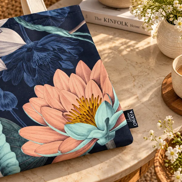 House_Of_Omaya_Blue_Floral_Cotton_Canvas_Tote_Bag