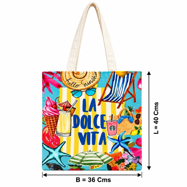 House_Of_Omaya_La_Dolce_Vita_Cotton_Canvas_Tote_Bag