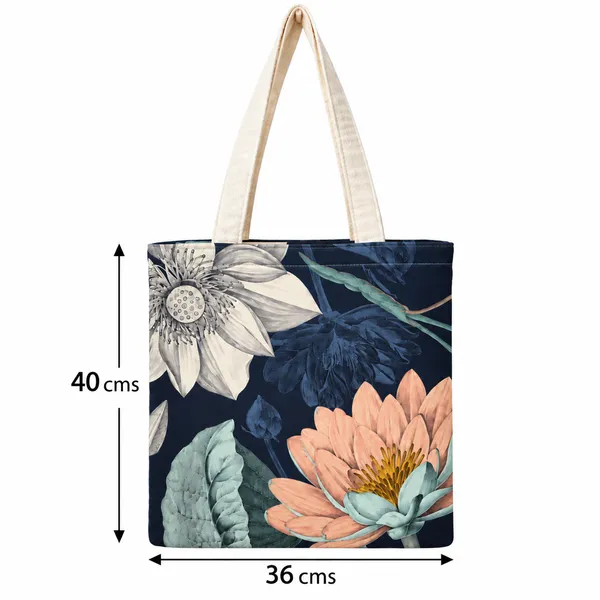 House_Of_Omaya_Blue_Floral_Cotton_Canvas_Tote_Bag