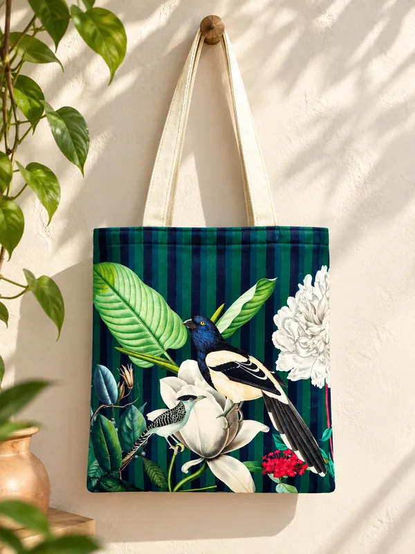 House_Of_Omaya_Botanical_Birds_Cotton_Canvas_Tote_Bag
