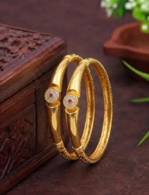 Gold_Alloy_Pink_Stone_Cuff_Bangle_Set_For_Women