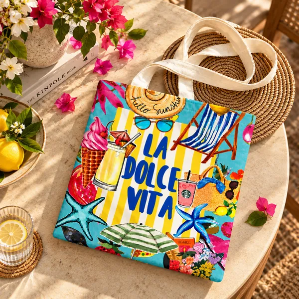 House_Of_Omaya_La_Dolce_Vita_Cotton_Canvas_Tote_Bag