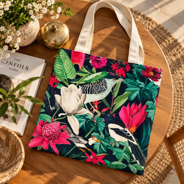 House_Of_Omaya_Tropical_Birds_Cotton_Canvas_Tote_Bag