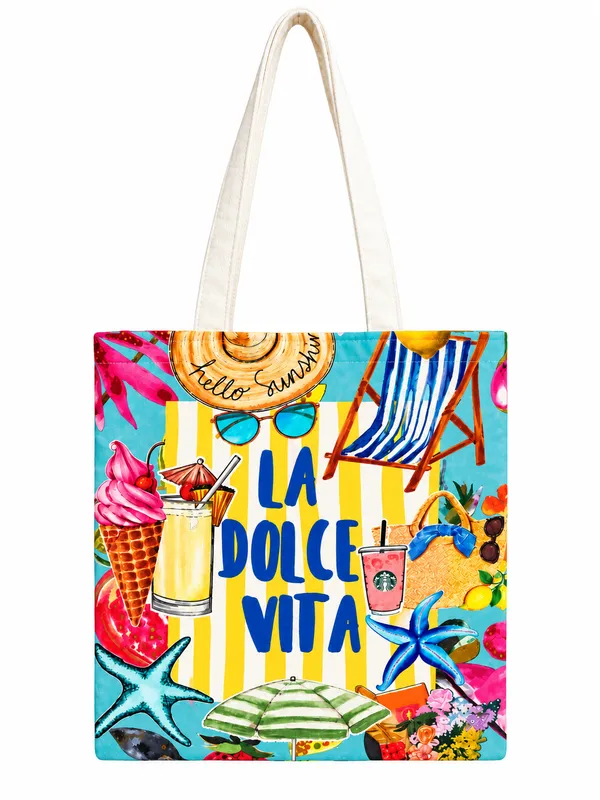 House_Of_Omaya_La_Dolce_Vita_Cotton_Canvas_Tote_Bag