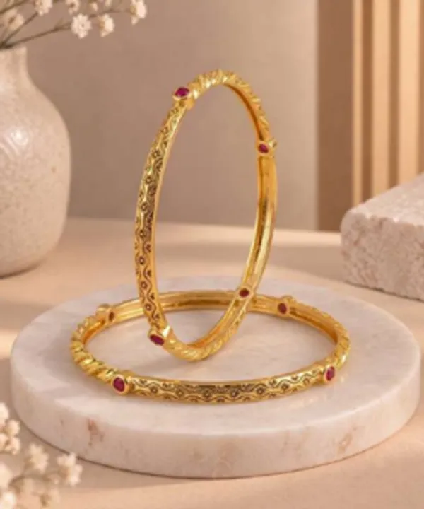 Gold_Alloy_Engraved_Floral_Red_Stone_Bangle_Set_For_Women