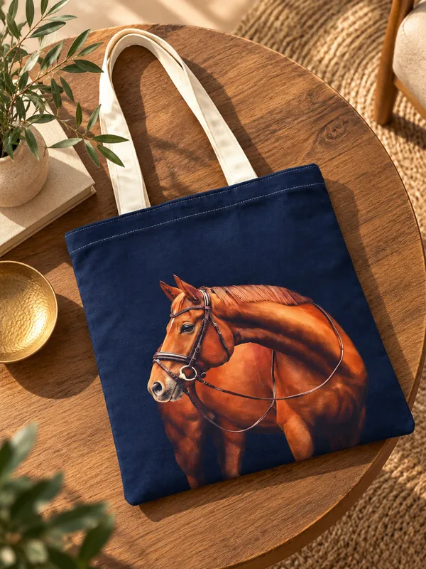 House_Of_Omaya_Equestrian_Horse_Cotton_Canvas_Tote_Bag