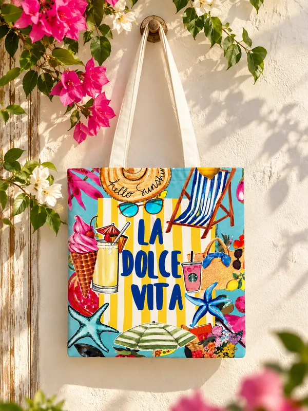 House_Of_Omaya_La_Dolce_Vita_Cotton_Canvas_Tote_Bag