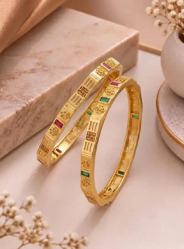Gold_Alloy_Engraved_Multicolor_Accent_Bangle_Set_For_Women