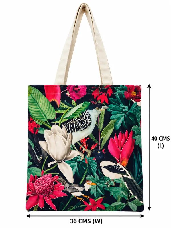 House_Of_Omaya_Tropical_Birds_Cotton_Canvas_Tote_Bag