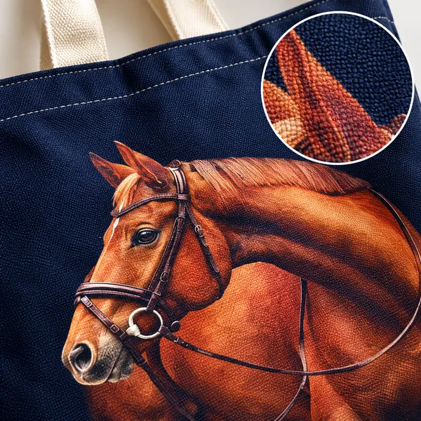 House_Of_Omaya_Equestrian_Horse_Cotton_Canvas_Tote_Bag