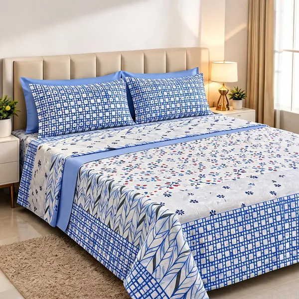 Cotton_Blend_Bedroom_Floral_Print_Blue_Double_Bedsheet