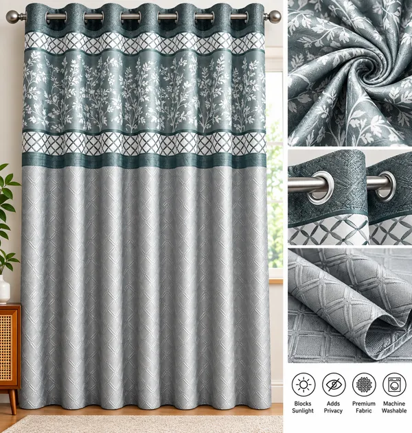 Grey_Fabric_Modern_Floral_Geometric_Curtain