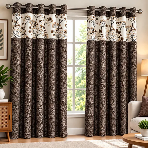 Jacquard_Contemporary_Floral_Tree_Print_Eyelet_Door_Curtain