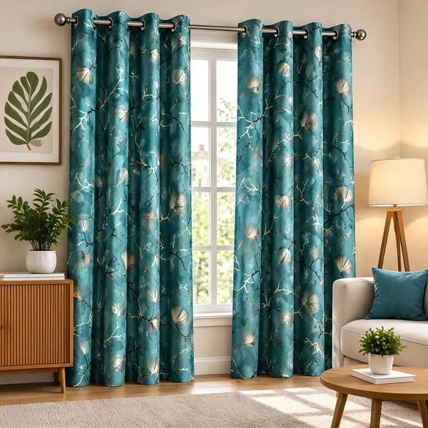 Jacquard_Door_Botanical_Print_Teal_Eyelet_Curtain