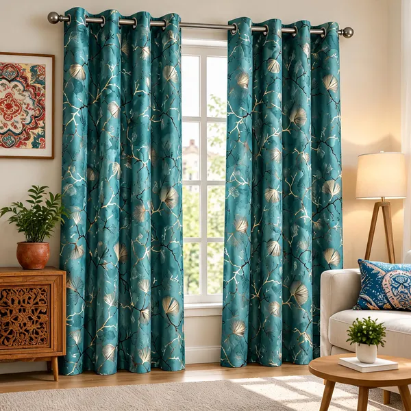 Jacquard_Door_Botanical_Print_Teal_Eyelet_Curtain