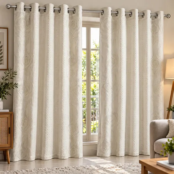 Jacquard_Contemporary_Floral_Leaf_Print_Eyelet_Door_Curtain