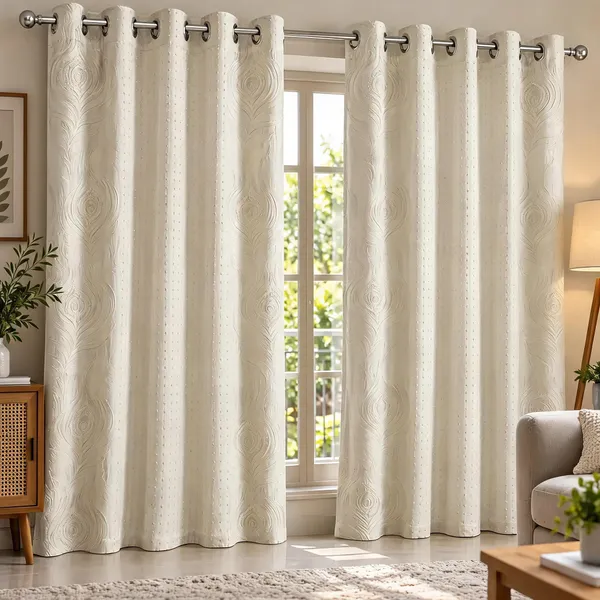 Jacquard_Contemporary_Floral_Leaf_Print_Eyelet_Door_Curtain