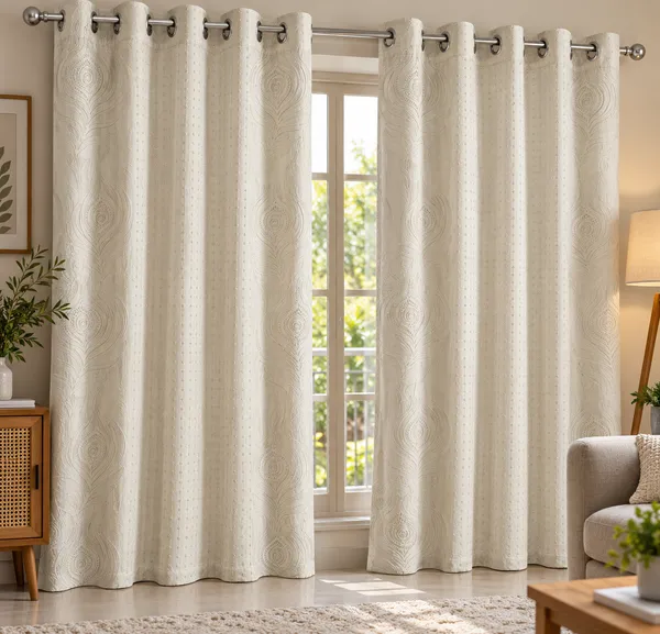 Fabric_Modern_Textured_Floral_Pattern_Eyelet_Curtains