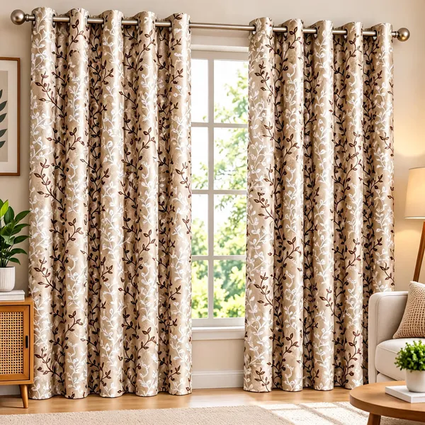 Jacquard_Door_Leafy_Vine_Print_Cream_Eyelet_Curtain