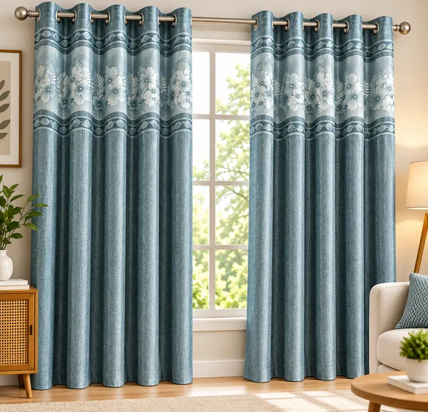 Blue_Floral_Print_Eyelet_Curtains