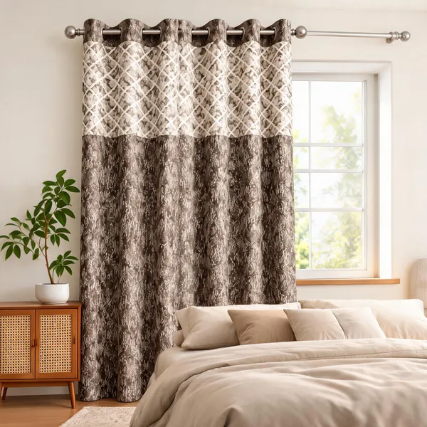 Jacquard_Door_Geometric_Print_Brown_Cream_Eyelet_Curtain