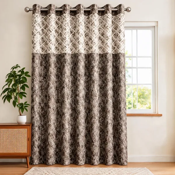 Jacquard_Door_Geometric_Print_Brown_Cream_Eyelet_Curtain