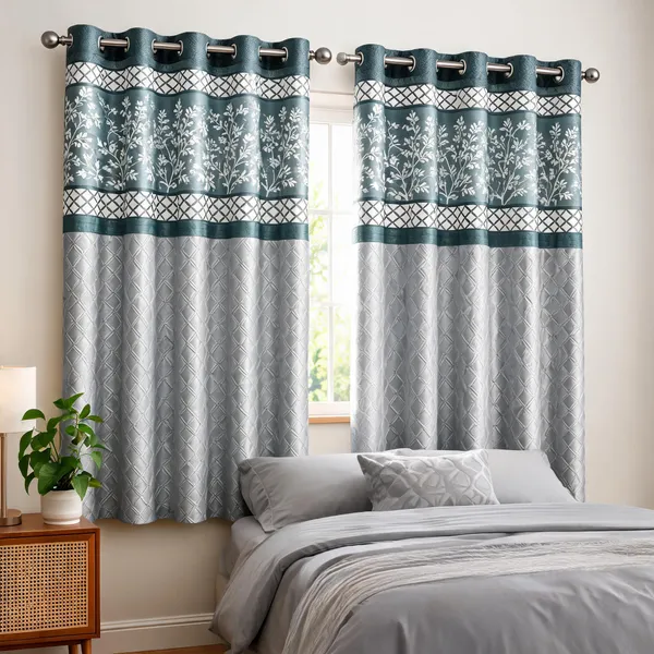 Jacquard_Modern_Floral_Geometric_Diamond_Print_Eyelet_Door_Curtain
