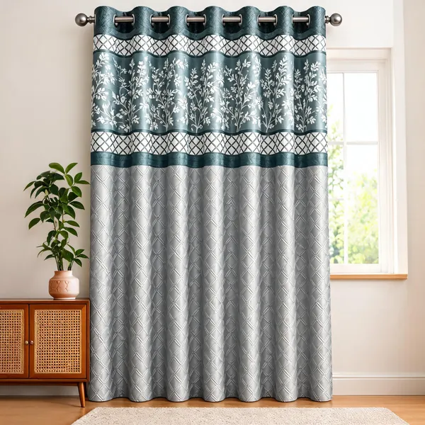 Jacquard_Modern_Floral_Geometric_Diamond_Print_Eyelet_Door_Curtain