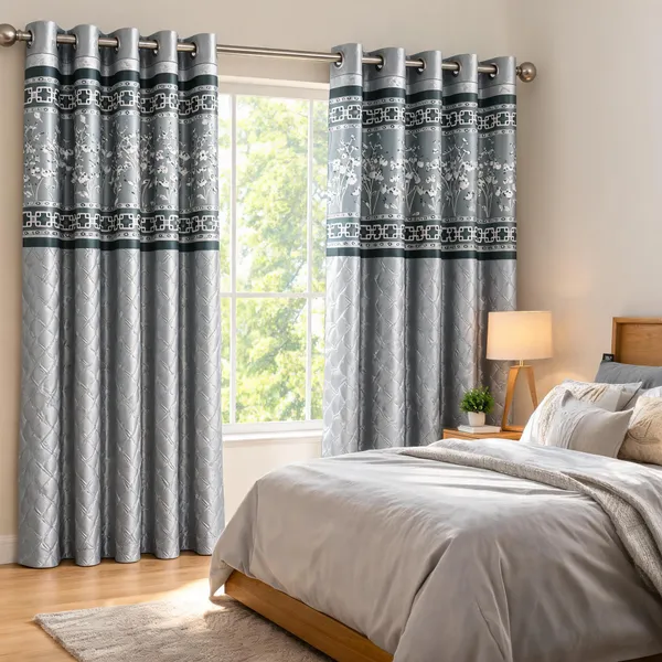Jacquard_Door_Geometric_Print_Grey_Eyelet_Curtain