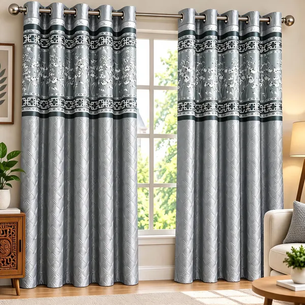 Jacquard_Door_Geometric_Print_Grey_Eyelet_Curtain