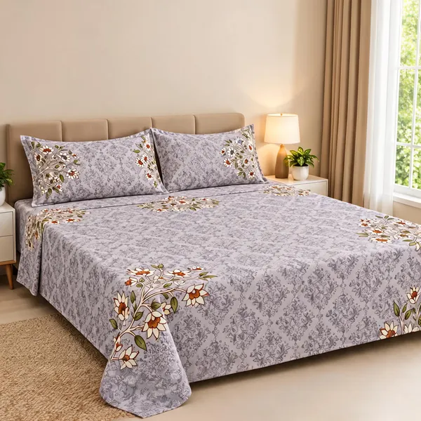 Cotton_Blend_Bedroom_Floral_Print_Grey_Double_Bedsheet