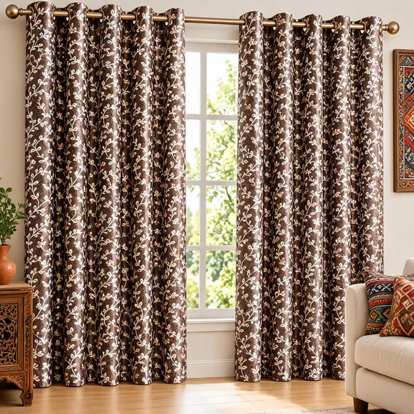 Jacquard_Botanical_Floral_Vine_Print_Eyelet_Door_Curtain