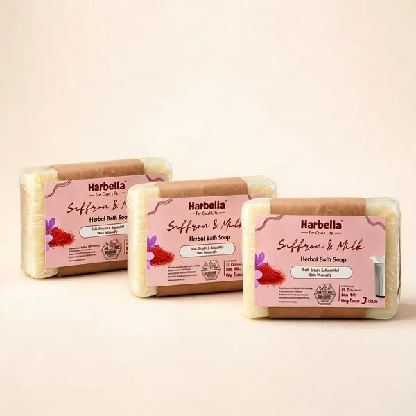 Harbella_Herbal_Soap_Saffron_Milk_75gm_Pack_of_3